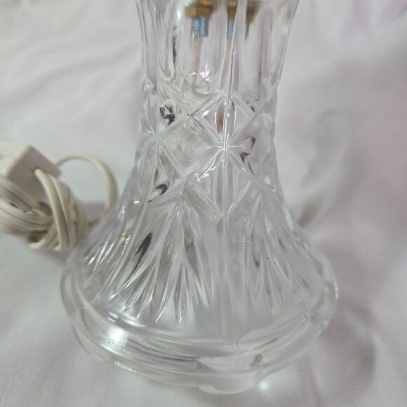 Boudoir Cut Glass Crystal Brass Night Light Dresser Lamp Vintage 11" Pinwheel - Picture 4 of 16